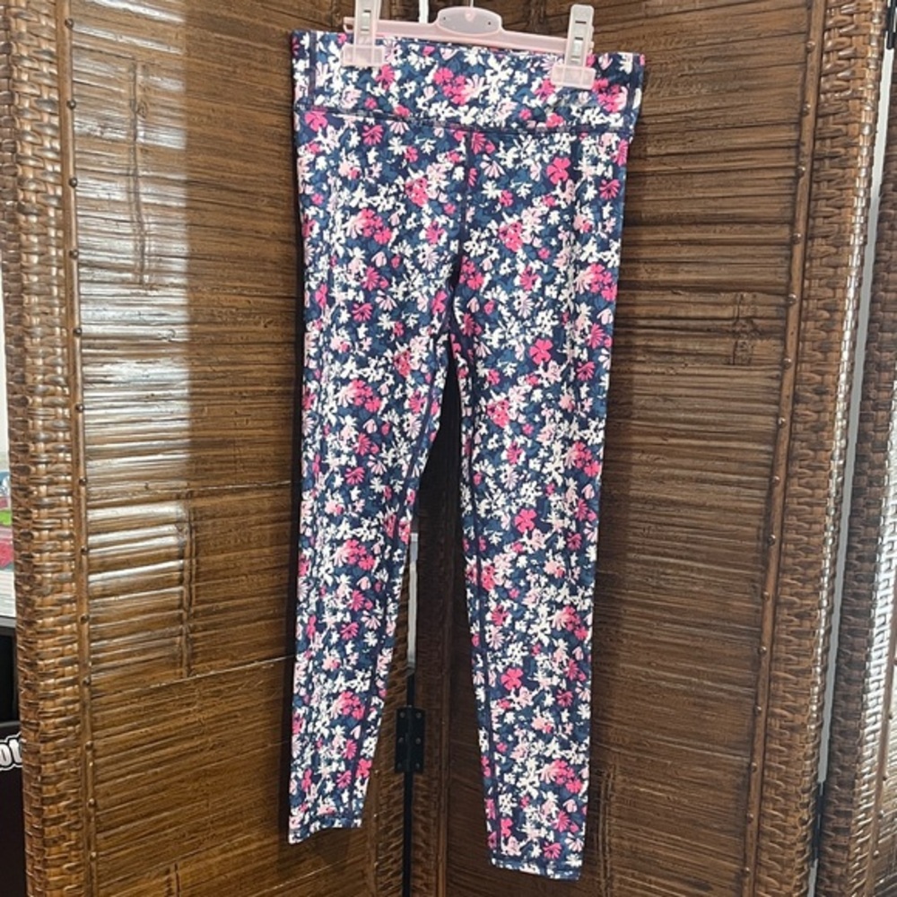 Eddie Bauer Floral Print Kids Leggings Yoga Running, M (10-12), girls
